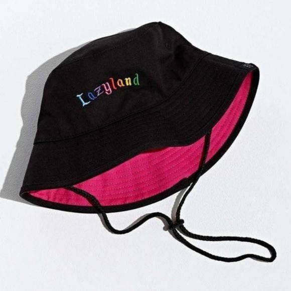 ?Lazy Oaf Lazyland black bucket hat w drawstring main image 7